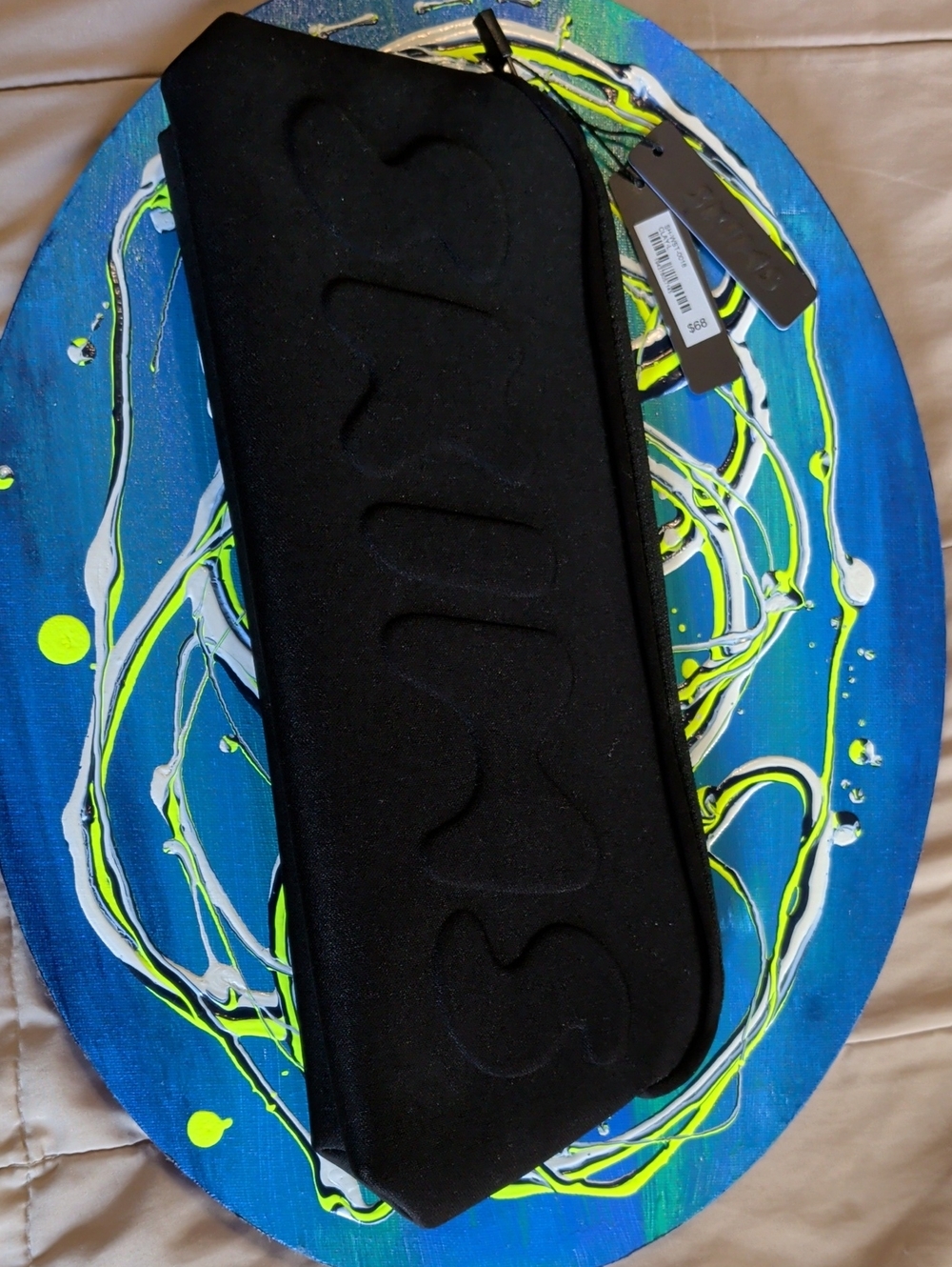 SKIMS Black Embossed Zipper Pouch